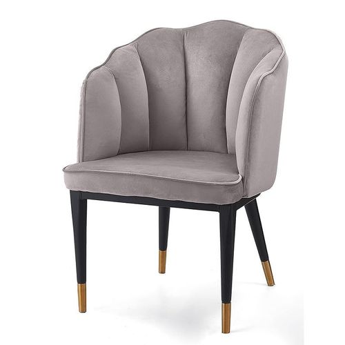Angela Ripple Velvet Chair With Strong Metal Legs, Big - Dark Grey