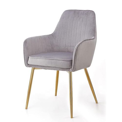 Angela Soft Velvet Dining Chair With Metal Legs - Light Grey