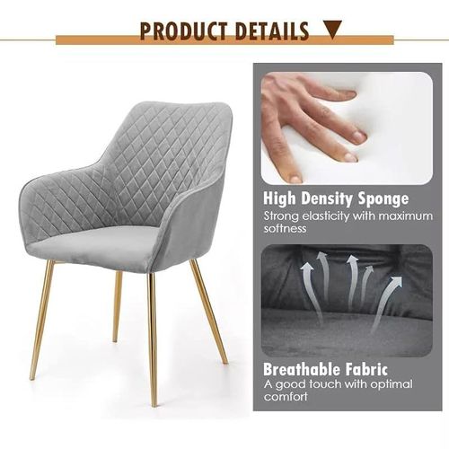 Angela Luxury Modern Velvet Fabric Dining Chair - Blue