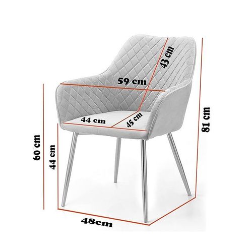 Angela Luxury Modern Velvet Fabric Dining Chair - Light Grey