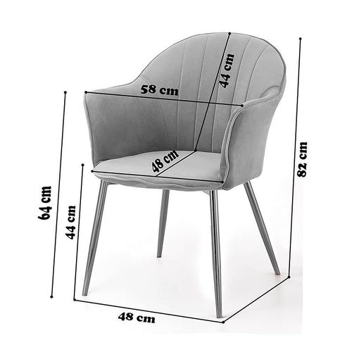 Angela Velvet Dining Chair With Gold Legs - Dark Grey
