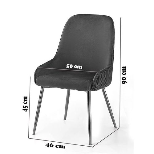Angela Luxury Velvet Dining Chair With Golden Back Handle And Golden Legs - Grey