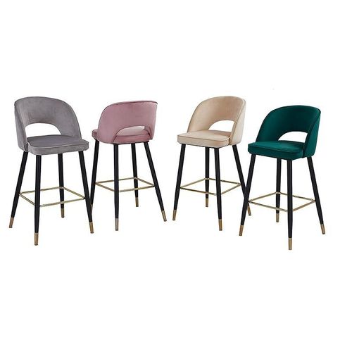 Angela Modern Round High Bar Stool With Strong Base - Grey