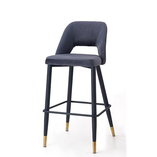 Angela Modern Round High Bar Stool With Chrome Base - Grey