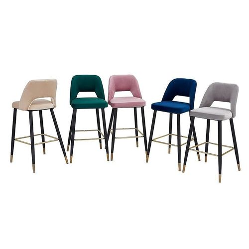 Angela Modern Round High Bar Stool With Chrome Base - Grey