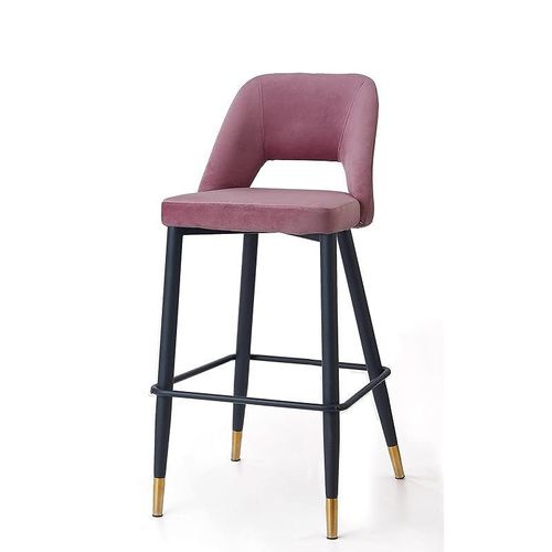 Angela Modern Round High Bar Stool With Chrome Base - Pink