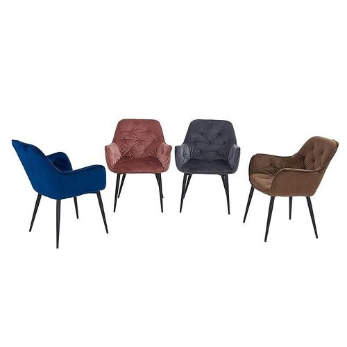 Angela Velvet Upholstered Dining Chair - Peach