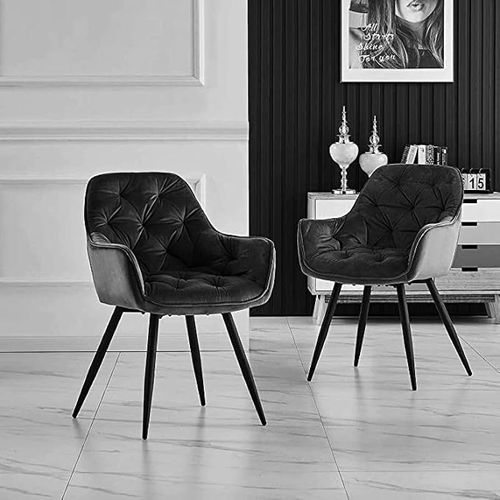 Angela Velvet Upholstered Dining Chair - Black