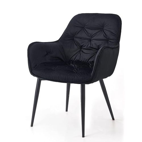 Angela Velvet Upholstered Dining Chair - Black