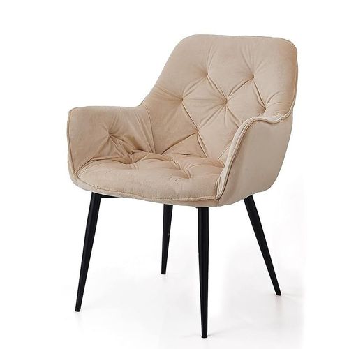 Angela Velvet Upholstered Dining Chair - Beige