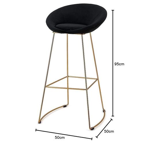 Angela Velvet High Bar Stool - Black