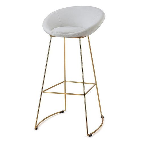 Angela Velvet High Bar Stool - White