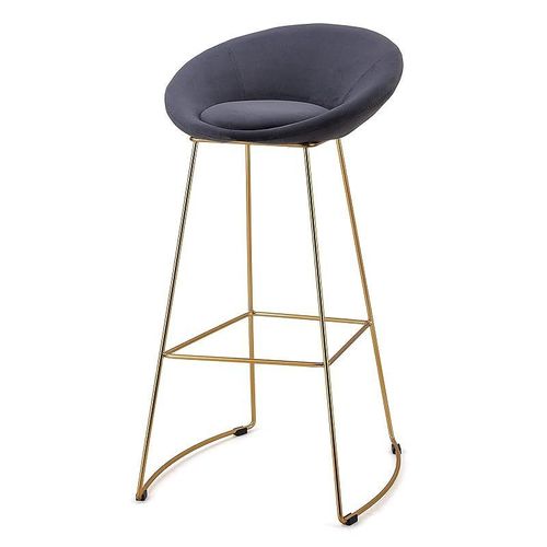 Angela Velvet High Bar Stool - Dark Grey