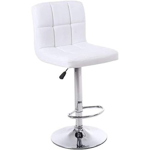 Angela PU Leather Swivel Adjustable Bar Stool With Back Rest - White