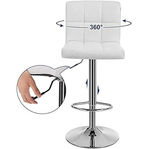 Angela PU Leather Swivel Adjustable Bar Stool With Back Rest - White