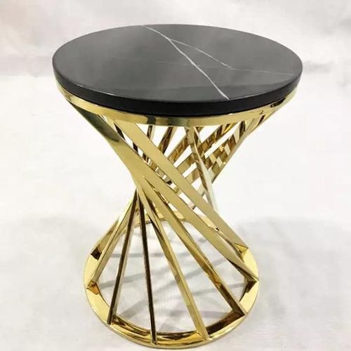 Angela Artificial Marble Luxury Round Living Room Coffee Table - Black