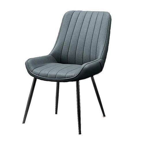 Angela PU Leather Chair Curved Design Home Dining Chair With Strong Metallic Legs - Grey