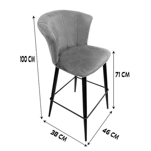 Angela Modern Flower Design High Bar Stool With Strong Base - Dark Grey