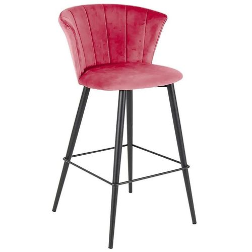 Angela Modern Flower Design High Bar Stool With Strong Base - Dark Pink