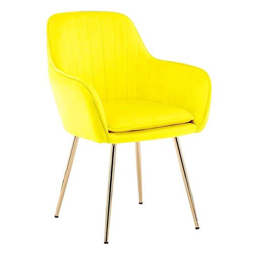 Angela Luxury Velvet Fabric Multipurpose Dining Chair With Gold Legs - Yellow