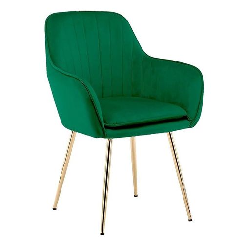 Angela Luxury Velvet Fabric Multipurpose Dining Chair With Gold Legs - Green
