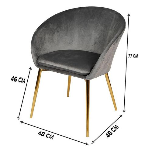 Round Dining Chair With Gold Legs - Dark Grey