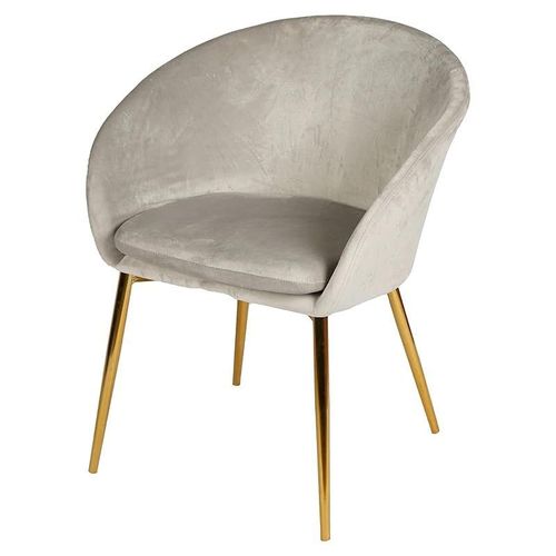 Round Dining Chair With Gold Legs - Light Grey