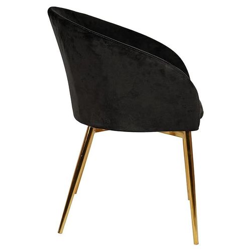 Round Dining Chair With Gold Legs - Black