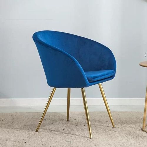 Round Dining Chair With Gold Legs - Blue