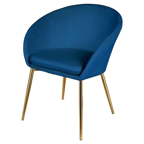 Round Dining Chair With Gold Legs - Blue