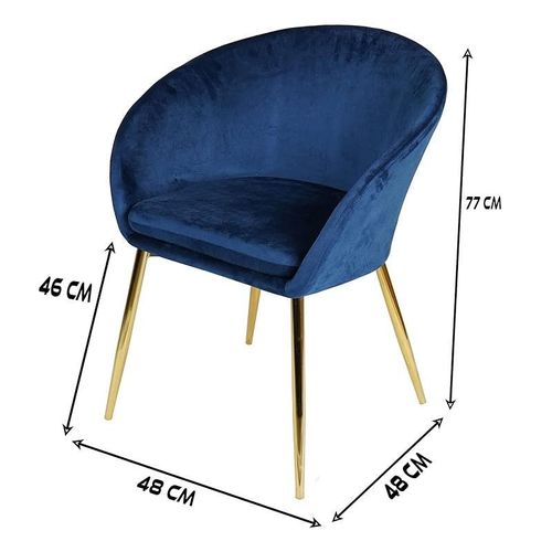 Round Dining Chair With Gold Legs - Blue