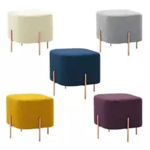 Angela Square Velvet Fabric Footstool Golden Metal Ottoman - Dark Grey