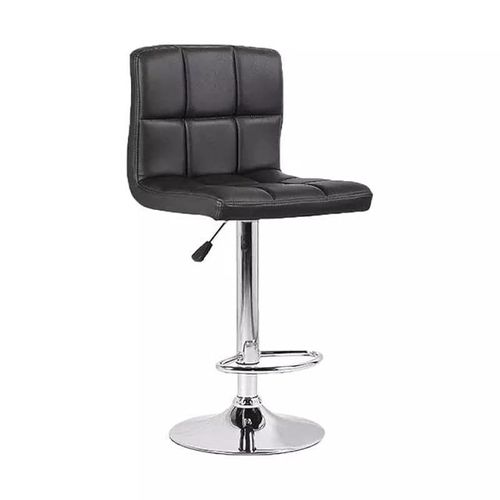 Angela PU Leather Swivel Adjustable Bar Stool With Back Rest - Black