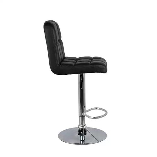 Angela PU Leather Swivel Adjustable Bar Stool With Back Rest - Black