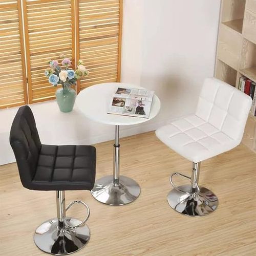 Angela PU Leather Swivel Adjustable Bar Stool With Back Rest - Black