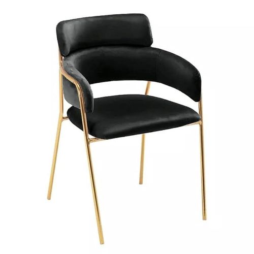Angela Fancy Light Luxury Style Golden Metal Leg Dining Chair - Black