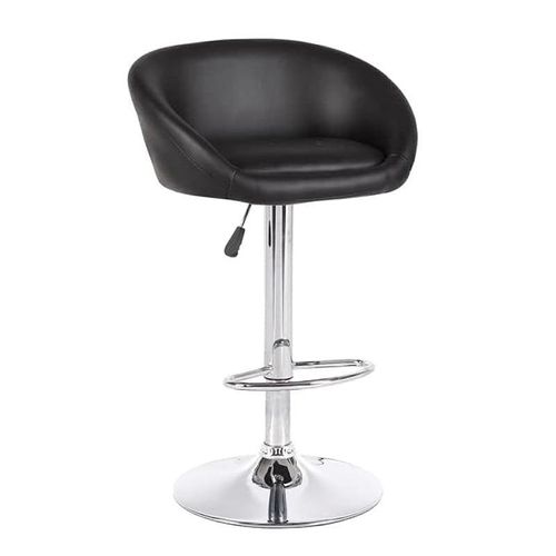 Angela PU Leather Adjustable Swivel Bar Stool - Black