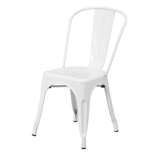 Angela Stackable Indoor-Outdoor Dining Chair With Strong Industrial Metal - White