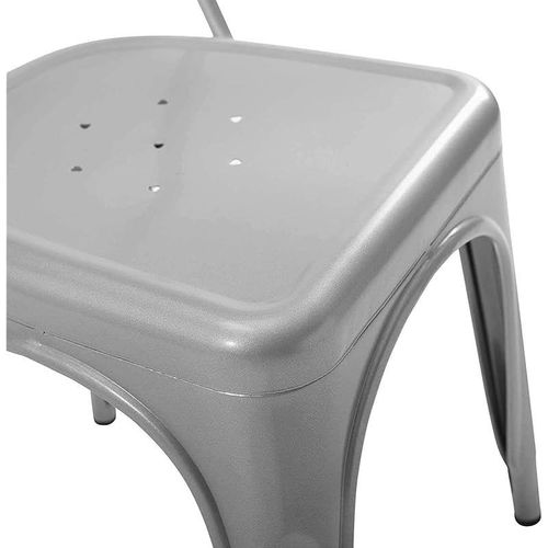 Angela Stackable Indoor-Outdoor Dining Chair With Strong Industrial Metal - Grey
