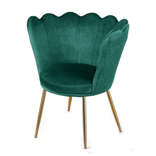 Angela Flower Design Velvet Visitors Living Room Chair - Green