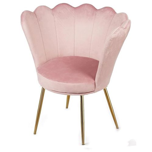 Angela Flower Design Velvet Visitors Living Room Chair - Pink