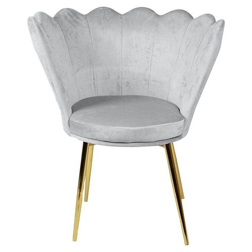Angela Flower Design Velvet Visitors Living Room Chair - Light Grey
