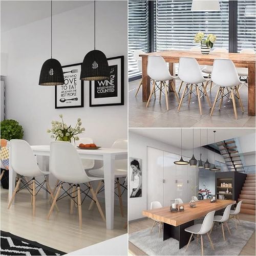 Modern Dining Chair With Wood Legs And Plastic Seat - White