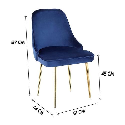Velvet Fabric Dining Chair - Blue