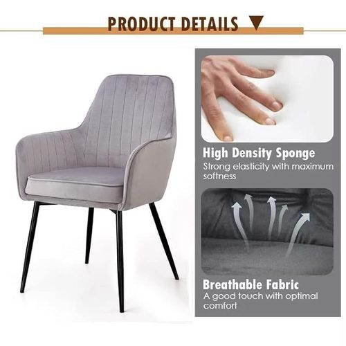 Angela Soft Velvet Seat And Back With Metal Legs Dining Armchair - Blue