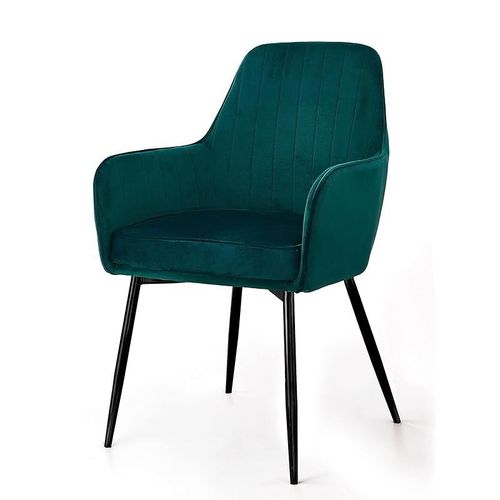 Angela Soft Velvet Seat And Back With Metal Legs Dining Armchair - Green