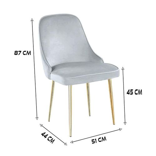 Velvet Fabric Dining Chair - Light Grey