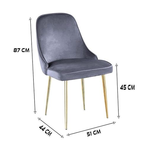 Velvet Fabric Dining Chair - Grey