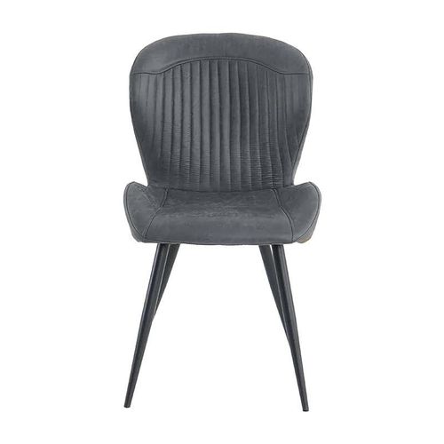 Nordic Modern Cafe Microfiber Fabric Dining Chair With Metal Legs - Grey