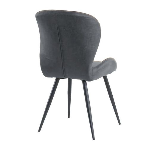 Nordic Modern Cafe Microfiber Fabric Dining Chair With Metal Legs - Grey